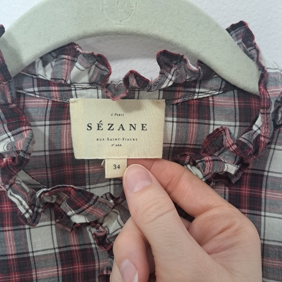 Sezane Solange ecru rouge blouse XS NWOT - Picture 5 of 7